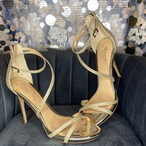 Badgley Mischka Glittering Gold Strappy Heels